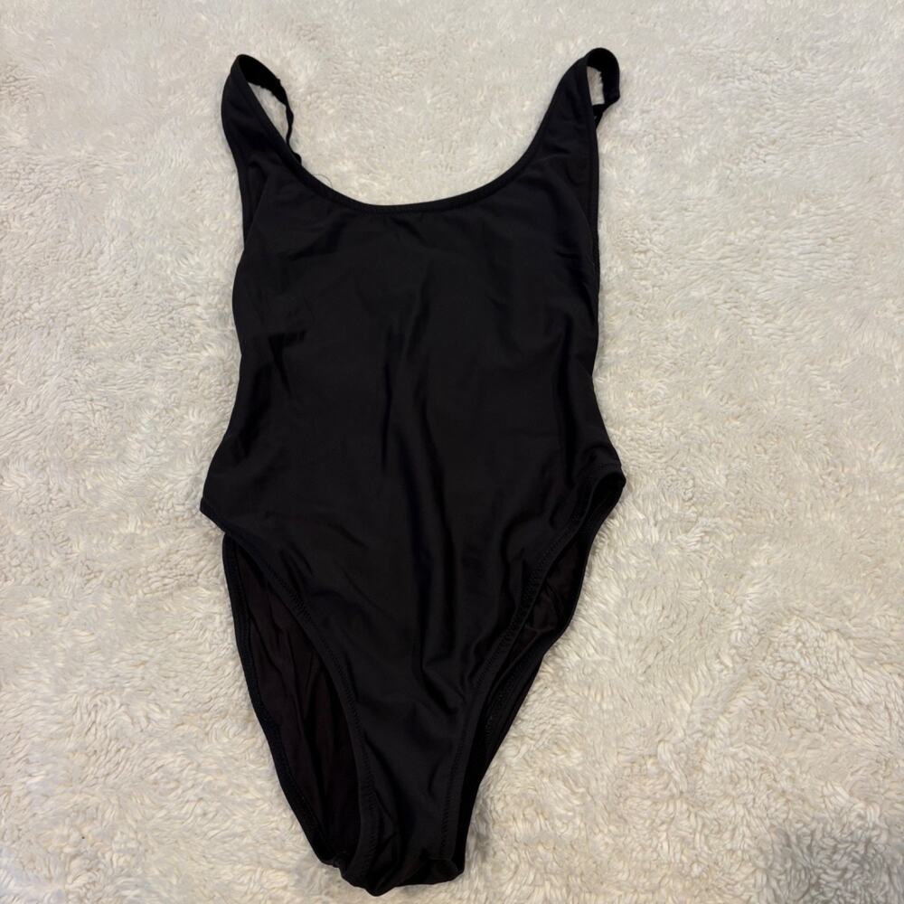 Skims Womens Scoop Neck One Piece Swimsuit Black Sz S Sexy Casual Summer Resort